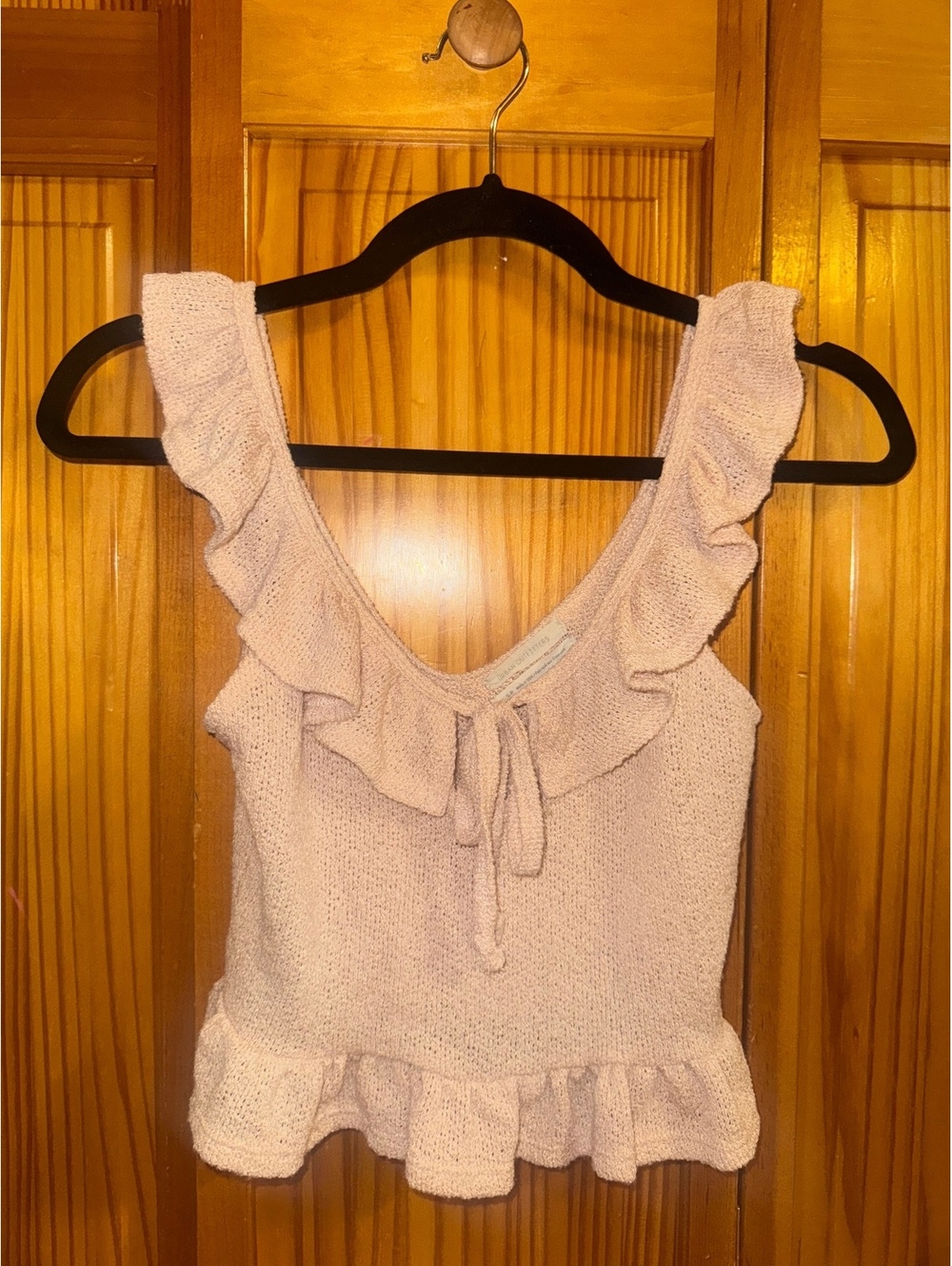 Urban Outfitters Cream ruffle knit tank top